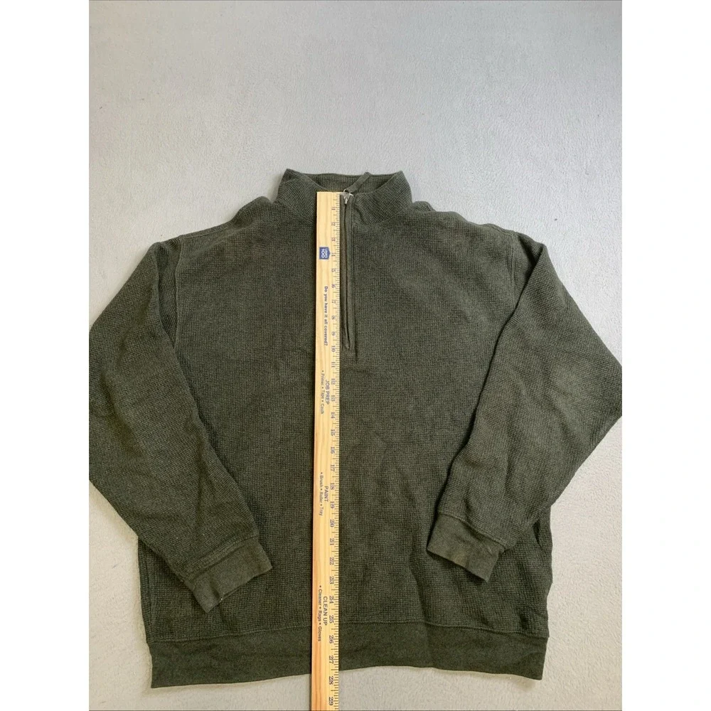 Woolrich‎ Sweater Men's L Green Pullover Winter Fall 1/4 Zip 100% Cotton